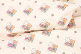 Rabbit Bear Best Friends Patterned 40s Fabric made in Korea by the Yard 36" x 58" or 90 x 145cm