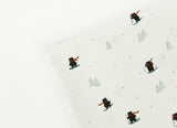 Skiing Bear Cute Animal Patterned Fabric made in Korea by the Half Yard