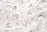 Organic Cotton 30s Bebe Floral Rabbit Bunny Patterned Fabric printed in Korea by the Half Yard