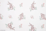 Organic Cotton 30s Bebe Floral Rabbit Bunny Patterned Fabric printed in Korea by the Half Yard