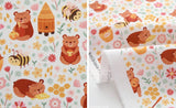 Honey and Bear Teddy Honey Bee Patterned Fabric made in Korea by Half Yard DTP