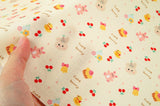 Sweet Cutie Rabbit Bunnies Patterned Fabric made in Korea by the Half Yard