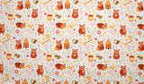 Honey and Bear Teddy Honey Bee Patterned Fabric made in Korea by Half Yard DTP